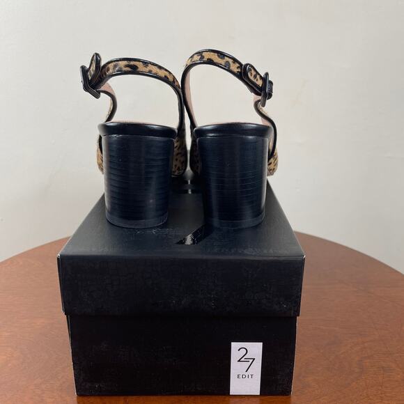 New 27 Edit Meera Slingback Pump Nude Leopard Calf Hair Leather Women's Size 6.5 - Picture 6 of 7